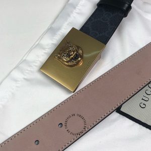Thắt lưng Gucci nam mặt khóa vàng dây đen họa tiết Monogram - Ảnh 7