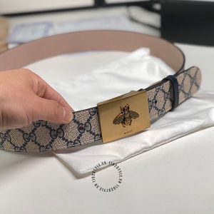 Thắt lưng Gucci nam mặt vàng dây họa tiết Monogram - Ảnh 3