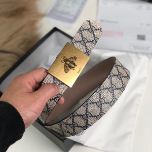 Thắt lưng Gucci nam mặt vàng dây họa tiết Monogram - Ảnh 7