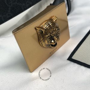 Thắt lưng Gucci nam mặt khóa vàng dây đen họa tiết Monogram - Ảnh 6