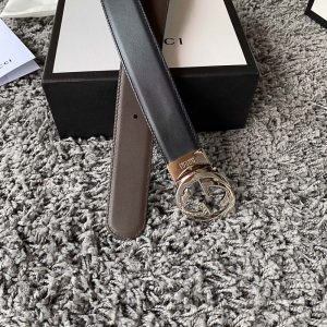 Thắt lưng Gucci nam mặt bạc dây 2 màu replica 1:1 chính hãng - Ảnh 6