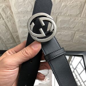 Thắt lưng Gucci nam mặt khóa màu ghi dây da rep 1:1 chính hãng - Ảnh 3