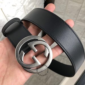 Thắt lưng Gucci nam mặt khóa màu ghi dây da rep 1:1 chính hãng - Ảnh 4