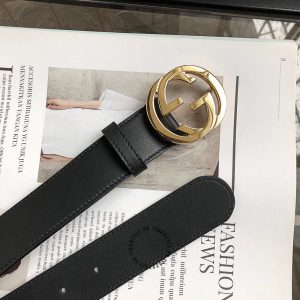 Thắt lưng Gucci nam mặt vàng dây da đen replica 1:1 chính hãng - Ảnh 6