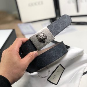 Thắt lưng Gucci nam mặt khóa ghi dây đen replica 1:1 chính hãng - Hình ảnh 4