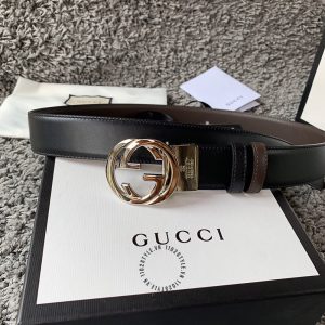Thắt lưng Gucci nam mặt bạc dây 2 màu replica 1:1 chính hãng - Ảnh 3