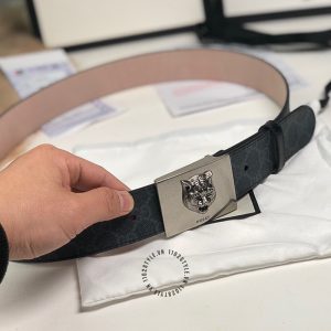 Thắt lưng Gucci nam mặt khóa ghi dây đen replica 1:1 chính hãng - Hình ảnh 2