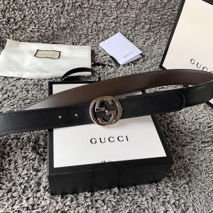 Thắt lưng Gucci nam mặt bạc dây 2 màu replica 1:1 chính hãng - Ảnh 2