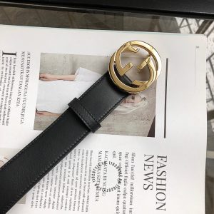 Thắt lưng Gucci nam mặt vàng dây da đen replica 1:1 chính hãng - Ảnh 7