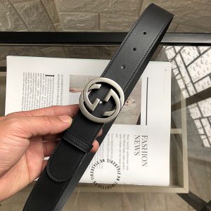 Thắt lưng Gucci nam mặt khóa màu ghi dây da rep 1:1 chính hãng - Ảnh 2