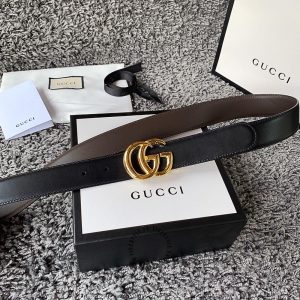 Thắt lưng Gucci nam mặt khóa màu vàng dây da hàng hiệu - Hình ảnh 5