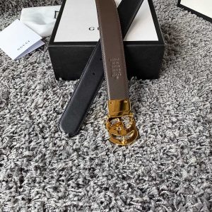 Thắt lưng Gucci nam mặt khóa màu vàng dây da hàng hiệu - Hình ảnh 6