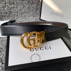 Thắt lưng Gucci nam mặt khóa màu vàng dây da hàng hiệu - Hình ảnh 3