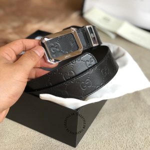 Thắt lưng Gucci nam mặt khóa bạc dây họa tiết rep 1:1 chính hãng - Ảnh 6