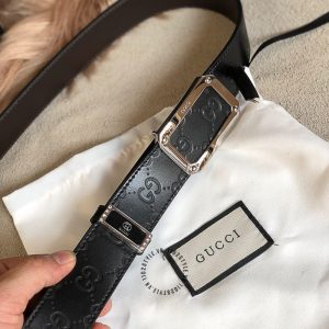 Thắt lưng Gucci nam mặt khóa bạc dây họa tiết rep 1:1 chính hãng - Ảnh 3