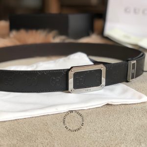 Thắt lưng Gucci nam mặt khóa bạc dây họa tiết rep 1:1 chính hãng - Ảnh 2