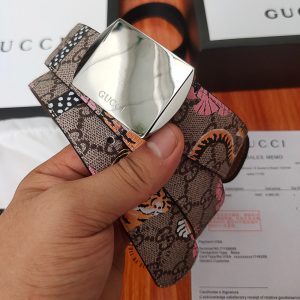 Thắt lưng Gucci nam mặt khóa bạc dây họa tiết hàng hiệu - Ảnh 5