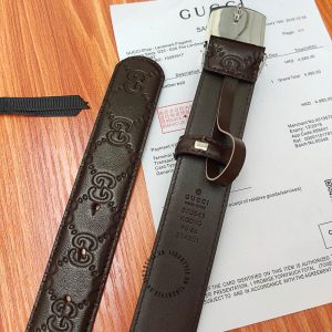 Thắt lưng hàng hiệu Gucci nam mặt khóa bấm dây xịn họa tiết - Ảnh 5