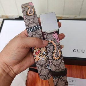 Thắt lưng Gucci nam mặt khóa bạc dây họa tiết hàng hiệu - Ảnh 3