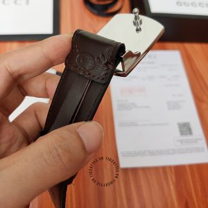 Thắt lưng hàng hiệu Gucci nam mặt khóa bấm dây xịn họa tiết - Ảnh 4