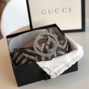 Thắt lưng Gucci nam mặt khóa bạc dây da hàng hiệu - Hình ảnh 3