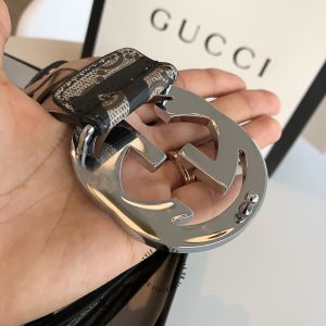 Thắt lưng Gucci nam mặt khóa bạc dây da hàng hiệu - Hình ảnh 5