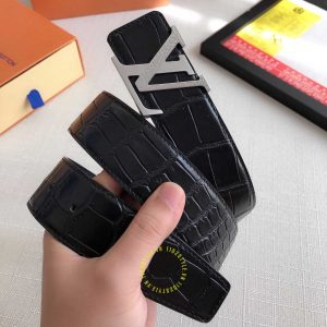 Thắt lưng hàng hiệu Louis Vuitton mặt khóa màu bạc dây da thật - Ảnh 2