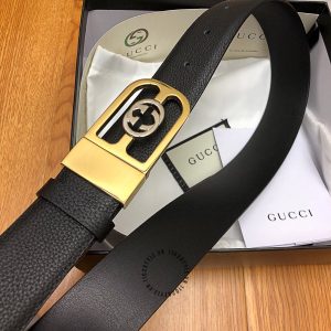 Thắt lưng hàng hiệu Gucci nam mặt vàng dây da sần cao cấp - Ảnh 7