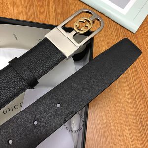 Thắt lưng Gucci nam mặt khóa bấm dây da đen sần hàng hiệu - Ảnh 9