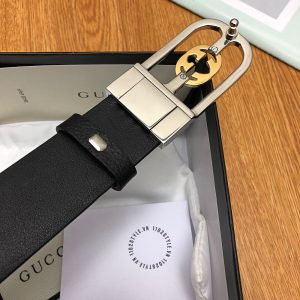 Thắt lưng Gucci nam mặt khóa bấm dây da đen sần hàng hiệu - Ảnh 6