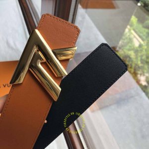 Thắt lưng nam Louis Vuitton mặt khóa màu vàng dây da nâu trơn - Hình ảnh 5