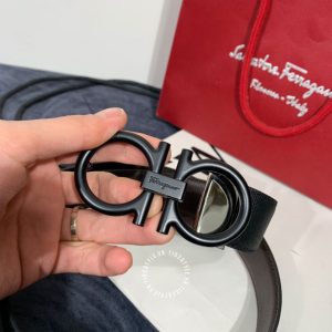 Thắt lưng nam Salvatore Ferragamo mặt khoá màu đen cao cấp - Hình ảnh 5