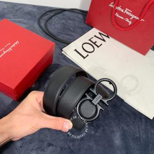 Thắt lưng nam Salvatore Ferragamo mặt khoá màu đen cao cấp - Hình ảnh 7