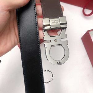 Thắt lưng nam Salvatore Ferragamo mặt khoá màu bạc cao cấp - Ảnh 6