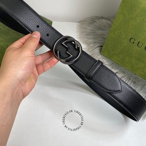 Thắt lưng nam Gucci mặt khóa đen bóng dây da cao cấp - Ảnh 2