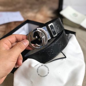 Thắt lưng nam Gucci dây da họa tiết mặt khóa bạc cao cấp - Ảnh 6