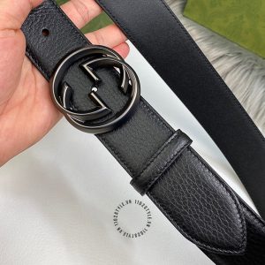 Thắt lưng nam Gucci mặt khóa đen bóng dây da cao cấp - Ảnh 3