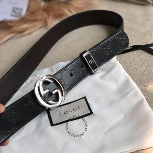 Thắt lưng nam Gucci dây da họa tiết mặt khóa bạc cao cấp - Ảnh 3