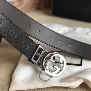 Thắt lưng nam Gucci dây da họa tiết mặt khóa bạc cao cấp - Ảnh 7