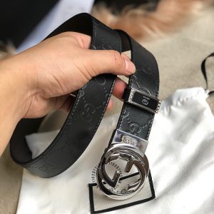 Thắt lưng nam Gucci dây da họa tiết mặt khóa bạc cao cấp - Ảnh 2