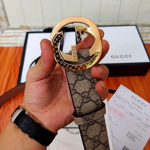 Thắt lưng nam Gucci mặt vàng dây họa tiết cao cấp hàng hiệu - Ảnh 6