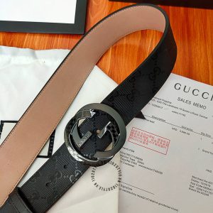 Thắt lưng Gucci nam mặt khóa đen dây da họa tiết hàng hiệu - Ảnh 5
