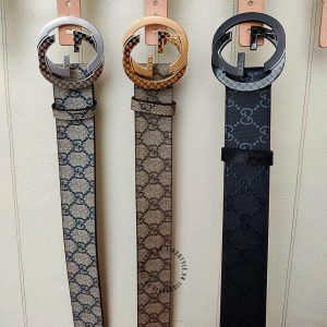 Thắt lưng nam Gucci mặt vàng dây họa tiết cao cấp hàng hiệu - Ảnh 9