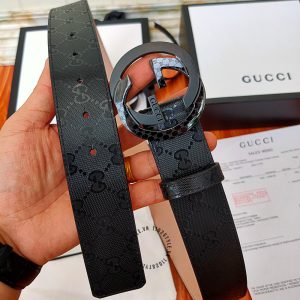 Thắt lưng Gucci nam mặt khóa đen dây da họa tiết hàng hiệu - Ảnh 3