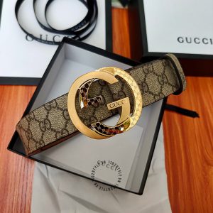 Thắt lưng nam Gucci mặt vàng dây họa tiết cao cấp hàng hiệu - Ảnh 2