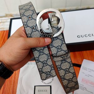 Thắt lưng nam hàng hiệu Gucci mặt khóa bạc dây da cao cấp - Ảnh 3