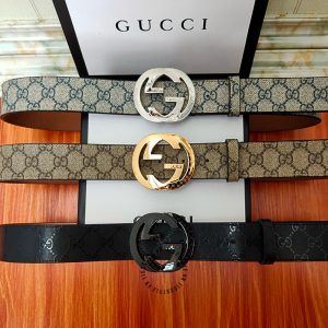 Thắt lưng Gucci nam mặt khóa đen dây da họa tiết hàng hiệu - Ảnh 9