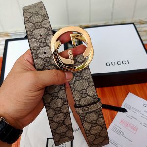 Thắt lưng nam Gucci mặt vàng dây họa tiết cao cấp hàng hiệu - Ảnh 4