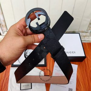 Thắt lưng Gucci nam mặt khóa đen dây da họa tiết hàng hiệu - Ảnh 4