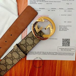 Thắt lưng nam Gucci mặt vàng dây họa tiết cao cấp hàng hiệu - Ảnh 7
